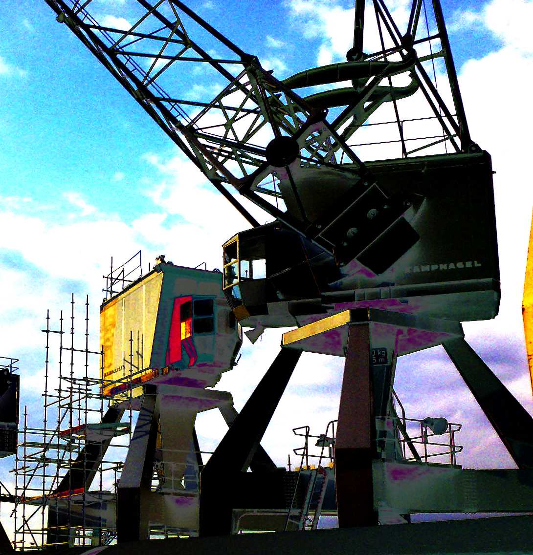 Zwei Kr�ne im Hansahafen von Hamburg